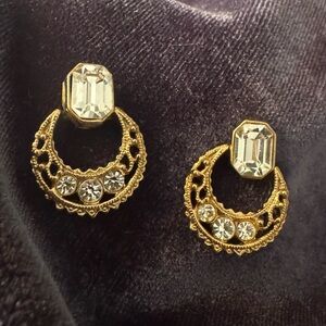 Vintage Victorian era style knocker earrings Gold filigree Earrings
